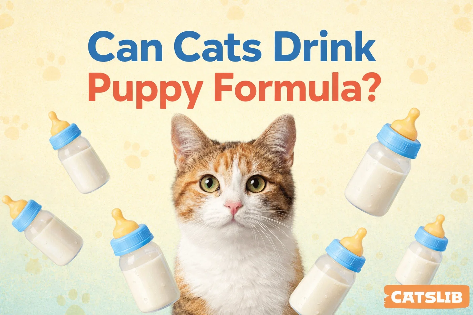 Bottle of puppy milk formula on a table